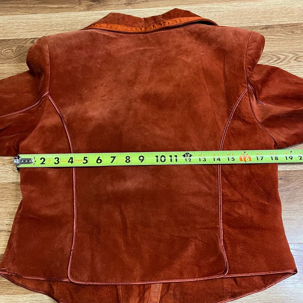Di Vita Suede Moto Blazer Jacket Size 8 Burnt Orange - Picture 13 of 16